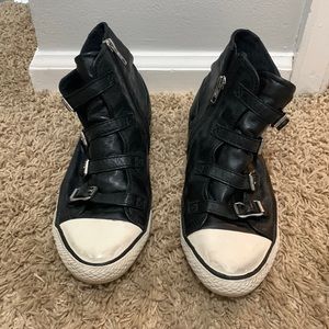 Women’s ASH belt buckle high top. Black leather size 38